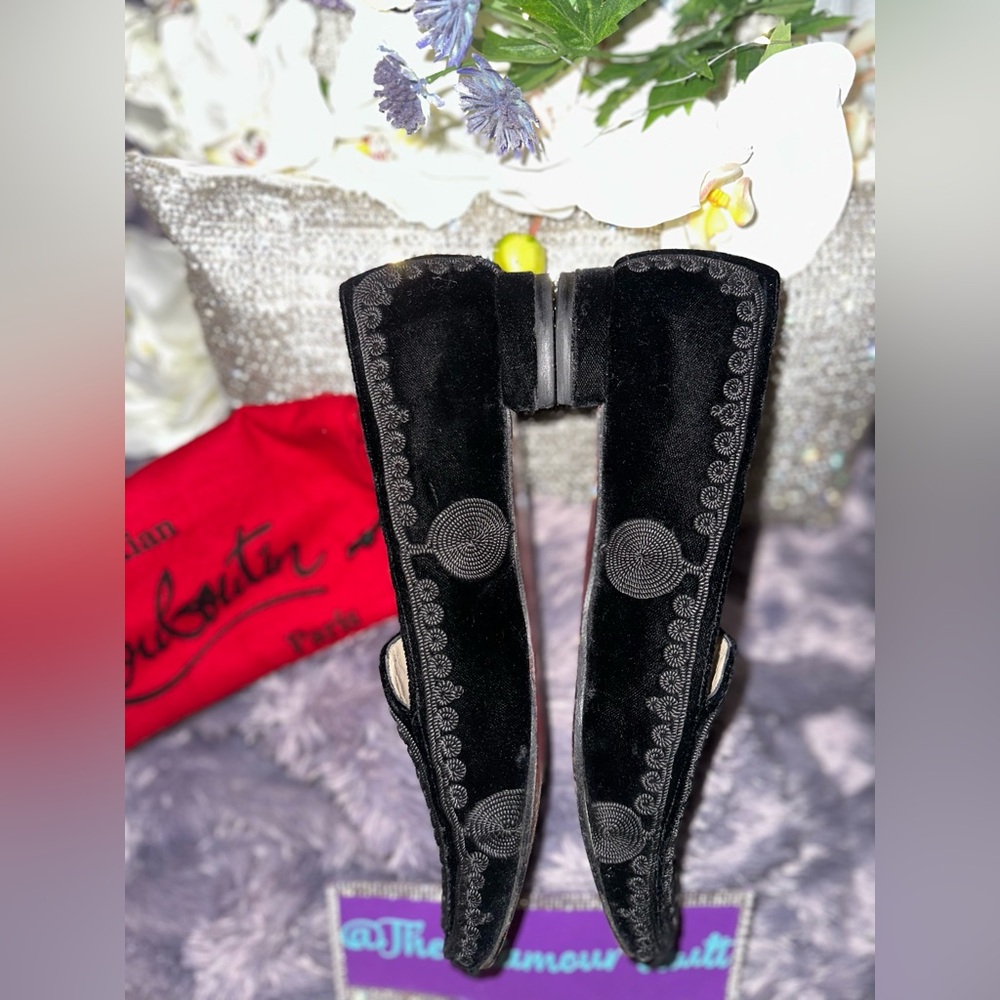 π₯Christian Louboutin Black Velvet Loafers Sz 38.5EU - Picture 4 of 13